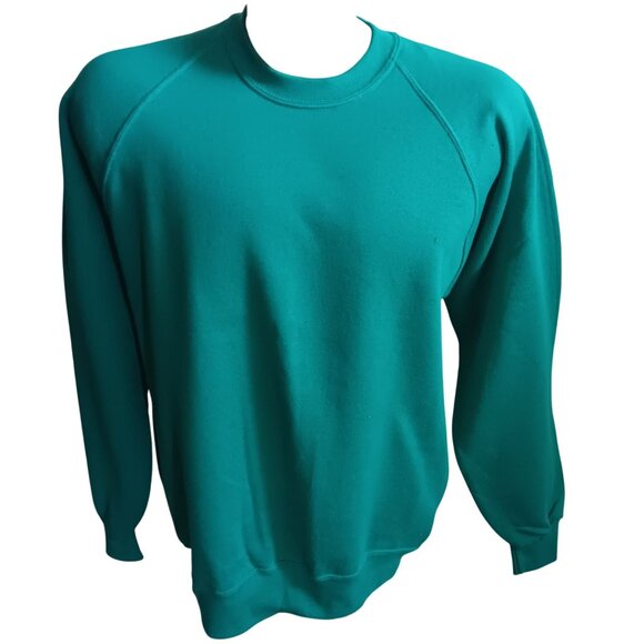 Vintage Blank Jerzees Teal Crewneck Sweatshirt XL Made In USA - Picture 1 of 4
